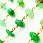 Load image into Gallery viewer, Chrysoprase Smooth Rondel Gold Plated Wire Chain. CHR13
