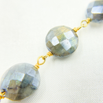 Load image into Gallery viewer, Coated Labradorite Coin Shape Gold Plated Wire Chain. CLB37