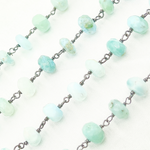 Load image into Gallery viewer, Larimar Oxidized 925 Sterling Silver Wire Chain. LAR6
