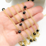 Load image into Gallery viewer, Black Spinel Double Gold Plated Connected Wire Chain.