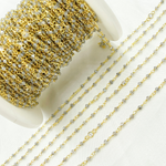 Load image into Gallery viewer, Coated Labradorite & Round CZ Wire Wrap Chain made with Gold Plated 925 Sterling Silver. CLB25