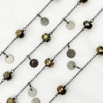 Load image into Gallery viewer, Pyrite and Dangle Disc Oxidized Connected Wire Chain. PYR20