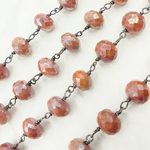 Load image into Gallery viewer, Coated Peach Quartz Oxidized Wire Chain. CQU38