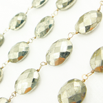 Load image into Gallery viewer, Pyrite With Marquis Shape Gold Plated Wire Chain. PYR52