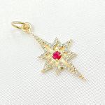 Load image into Gallery viewer, GDP186. 14k Solid Gold Diamond and Ruby Star Charm