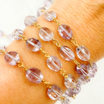 Load image into Gallery viewer, Pink Amethyst Oval Gold Plated Wire Chains