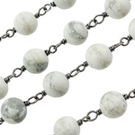 Load image into Gallery viewer, Howlite Round Shape Oxidized 925 Sterling Silver Wire Chain