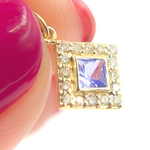 Load image into Gallery viewer, 14K Solid Gold Diamond Square Charm with Gemstones. GDP451