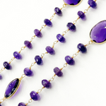 Load image into Gallery viewer, Amethyst Gold Plated 925 Sterling Silver Bezel Wire Chain. AME31
