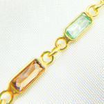 Load image into Gallery viewer, CZ45. Multi Color Cubic Zirconia Rectangular Shape Connected Chain