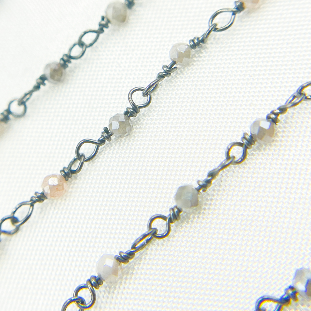 Coated Multi Moonstone Oxidized Wire Chain. MMS16