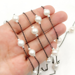 Load image into Gallery viewer, Freshwater Pearl Oxidized Wire Chain. PRL28
