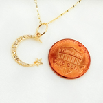 Load image into Gallery viewer, 14K Solid Gold Moon and Star Charm with Diamonds. GDP535