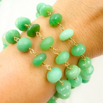 Load image into Gallery viewer, Chrysoprase Rondel Faceted Gold Plated Wire Chain.