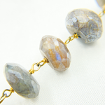 Load image into Gallery viewer, Coated Labradorite Faceted Rondel Gold Plated Wire Chain. CLB34