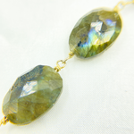 Load image into Gallery viewer, Labradorite Oval Shape Gold Plated Wire Chain. LAB70