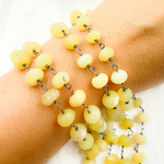 Load image into Gallery viewer, Yellow Opal Oxidized 925 Sterling Silver Wire Chain. OPA13