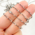 Load image into Gallery viewer, Coated Peach Moonstone & CZ Oxidized Wire Chain. CMS65