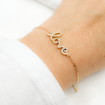 Load image into Gallery viewer, 14k Solid Gold Diamond Love Word Bracelet. BFE60749
