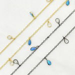 Load image into Gallery viewer, Created Blue Opal &amp; CZ Tear Drop Shape Dangle Chain. CBO7

