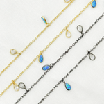 Load image into Gallery viewer, Created Blue Opal & CZ Tear Drop Shape Dangle Chain. CBO7