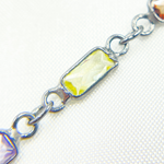 Load image into Gallery viewer, CZ45. Multi Color Cubic Zirconia Rectangular Shape Connected Chain