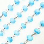 Load image into Gallery viewer, Turquoise Rondel Shape Oxidized Wire Chain. TRQ32