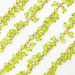 Load image into Gallery viewer, Peridot Cluster Dangle Gold Plated Wire Chain. PER5