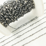 Load image into Gallery viewer, Coated Labradorite CZ Combination Oxidized Wire Chain. CLB29