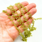 Load image into Gallery viewer, Peridot Cluster Dangle Gold Plated Wire Chain. PER5