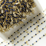 Load image into Gallery viewer, Lapis Lazuli & CZ Dangle Gold Plated Wire Chain. LAP13