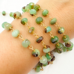 Load image into Gallery viewer, Two Tone Chrysoprase Rondel Shape Gold Plated Wire Chain.