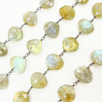 Load image into Gallery viewer, Labradorite Heart Shape Oxidized Wire Chain