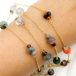 Load image into Gallery viewer, Multi Gemstone Gold Plated Connected Wire Chain.