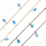 Load image into Gallery viewer, Created Blue Opal Rectangular Shape Dangle Chain. CBO6