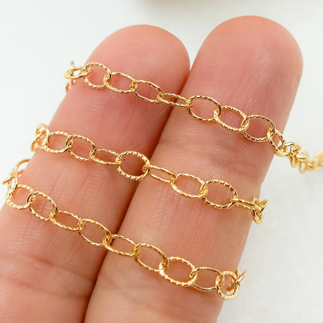 14k Gold Filled Hammered Cable Chain. 2207LGF