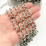 Load image into Gallery viewer, Pearl Cluster Dangle Oxidized 925 Sterling Silver Wire Chain.