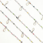 Load image into Gallery viewer, Multi Tourmaline & CZ Dangle Oxidized Wire Chain. MTO2