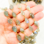 Load image into Gallery viewer, Labradorite Tear Drop Shape Gold Plated Wire Chains