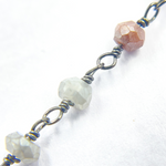 Load image into Gallery viewer, Coated Multi Moon stone Black Rhodium 925 Sterling Silver Wire Chain. CMS51