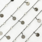Load image into Gallery viewer, Moonstone and Dangle Disc Oxidized Wire Chain. MS34
