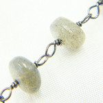 Load image into Gallery viewer, Labradorite Rondel Smooth Oxidized Wire Chain. LAB100