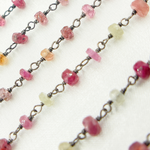 Load image into Gallery viewer, Multi Sapphire Pink Oxidized Wire Chain. MSA10