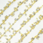 Load image into Gallery viewer, Coated Grey Moonstone Cluster Dangle Gold Plated Wire Chain. CMS40
