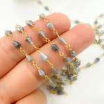 Load image into Gallery viewer, Coated Labradorite Tear Drop Gold Plated Wire Chain. CLB32