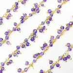 Load image into Gallery viewer, Amethyst Cluster Dangle Gold Plated Wire Chain. AME30
