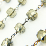 Load image into Gallery viewer, Pyrite Cube Shape Oxidized Wire Chain. PYR13
