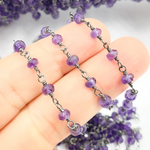 Load image into Gallery viewer, Amethyst Gemstone Oxidized 925 Sterling Silver Wire Chain. AME8