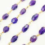 Load image into Gallery viewer, Amethyst Oval Faceted Shape Gold Plated Wire Chain. AME15
