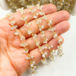 Load image into Gallery viewer, Crystal Cluster Dangle Gold Plated Wire Chain. CR31